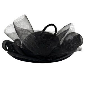 Deborah Black Women’s Vintage Hat With Sheer Bow & Lace Embellishments